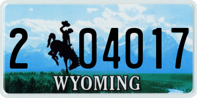 WY license plate 204017