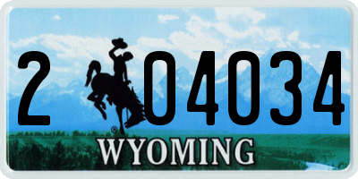 WY license plate 204034