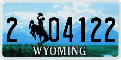 WY license plate 204122