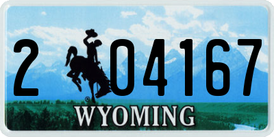 WY license plate 204167