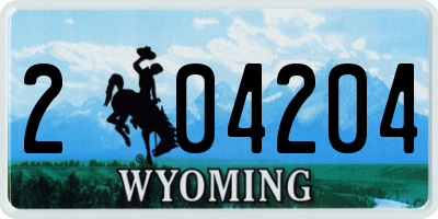 WY license plate 204204