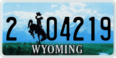 WY license plate 204219