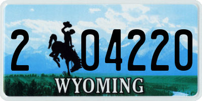 WY license plate 204220