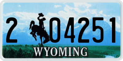 WY license plate 204251