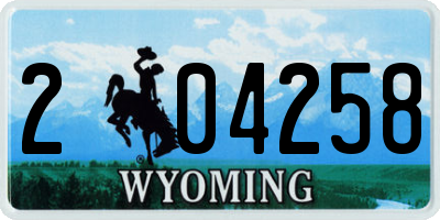 WY license plate 204258