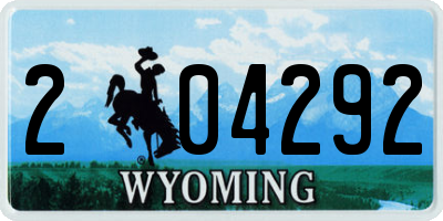 WY license plate 204292