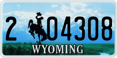 WY license plate 204308
