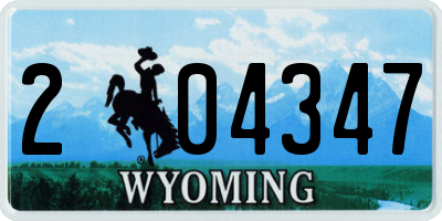 WY license plate 204347