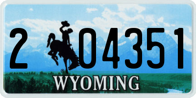 WY license plate 204351