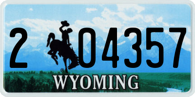 WY license plate 204357