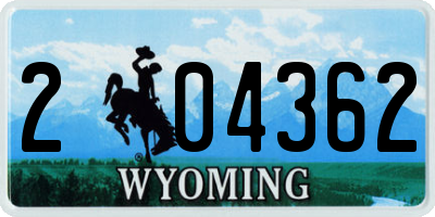 WY license plate 204362