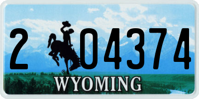 WY license plate 204374