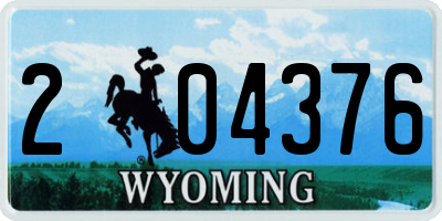 WY license plate 204376