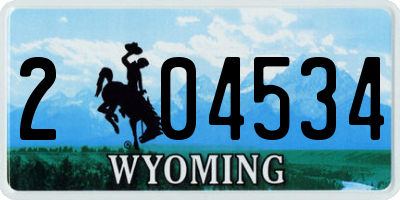 WY license plate 204534