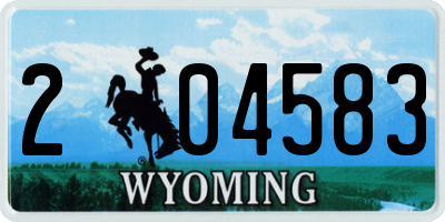 WY license plate 204583