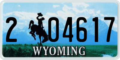 WY license plate 204617
