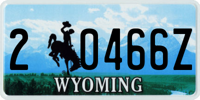 WY license plate 20466Z