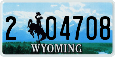WY license plate 204708