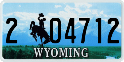 WY license plate 204712