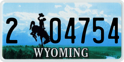 WY license plate 204754