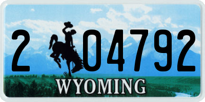 WY license plate 204792