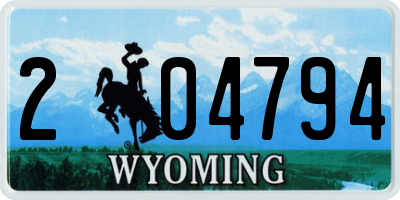 WY license plate 204794