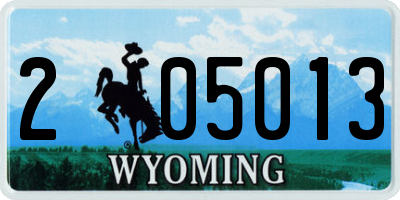 WY license plate 205013
