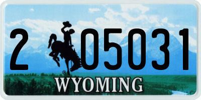 WY license plate 205031