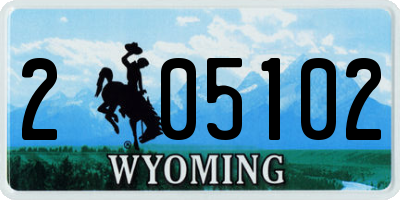 WY license plate 205102