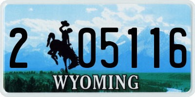 WY license plate 205116