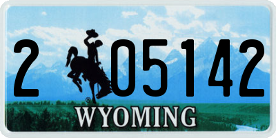 WY license plate 205142