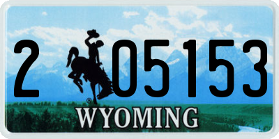 WY license plate 205153