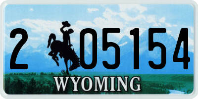 WY license plate 205154