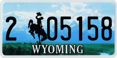 WY license plate 205158