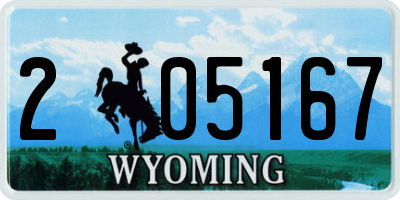 WY license plate 205167