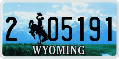 WY license plate 205191