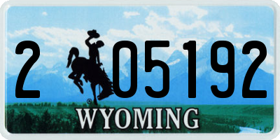 WY license plate 205192