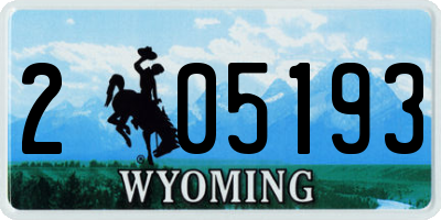 WY license plate 205193