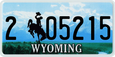 WY license plate 205215