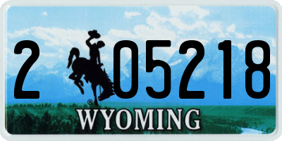 WY license plate 205218