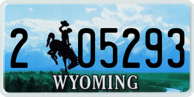 WY license plate 205293