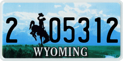 WY license plate 205312