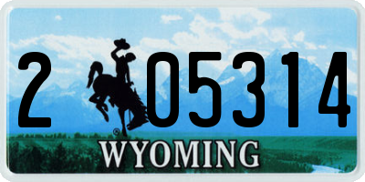 WY license plate 205314