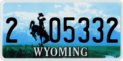 WY license plate 205332