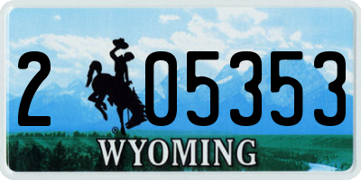 WY license plate 205353