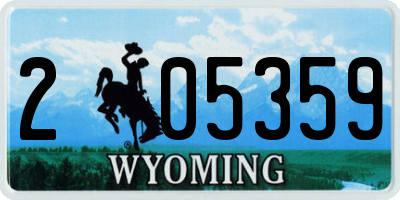 WY license plate 205359