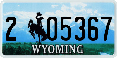 WY license plate 205367