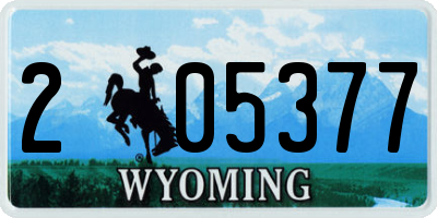 WY license plate 205377
