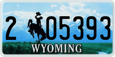 WY license plate 205393