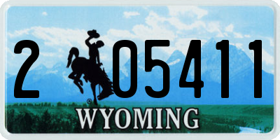 WY license plate 205411